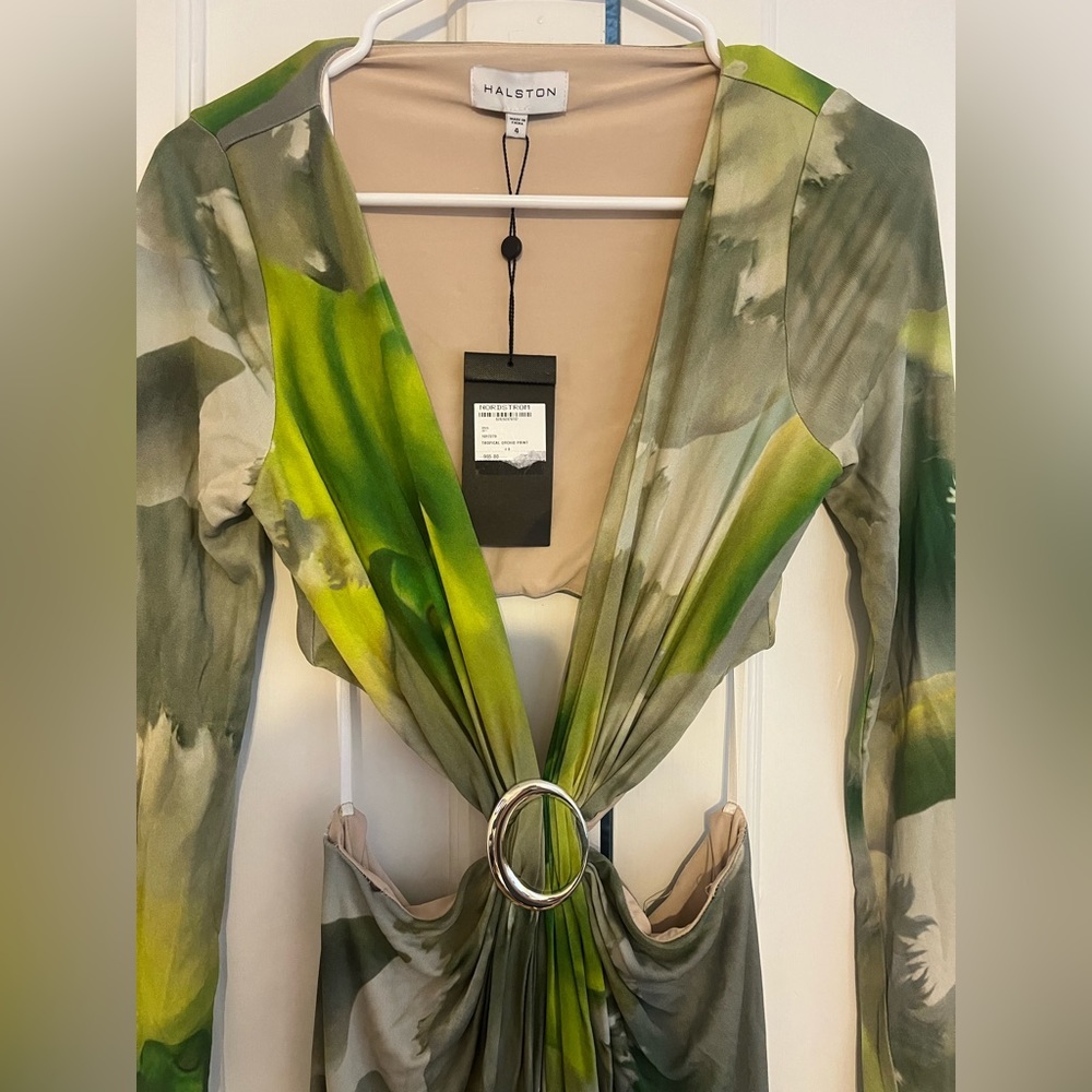 HALSTON JEN JERSEY V-NECK DRAPED GOWN - Picture 8 of 9